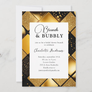 Modern Gold Black Brunch & Bubbly Bridal Shower Invitation