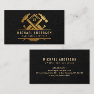 Modern Gold & Black Carpentry Service and Handyman Business Card