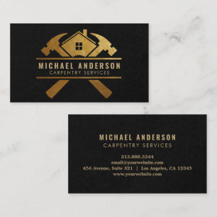 Modern Gold & Black Carpentry Service and Handyman Business Card