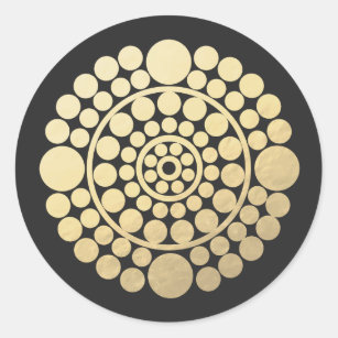 Modern Gold Black Circle Mandala Classic Round Sticker