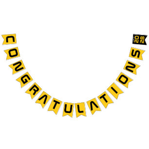 Modern Gold Black Congratulations Graduation Party Bunting Flags