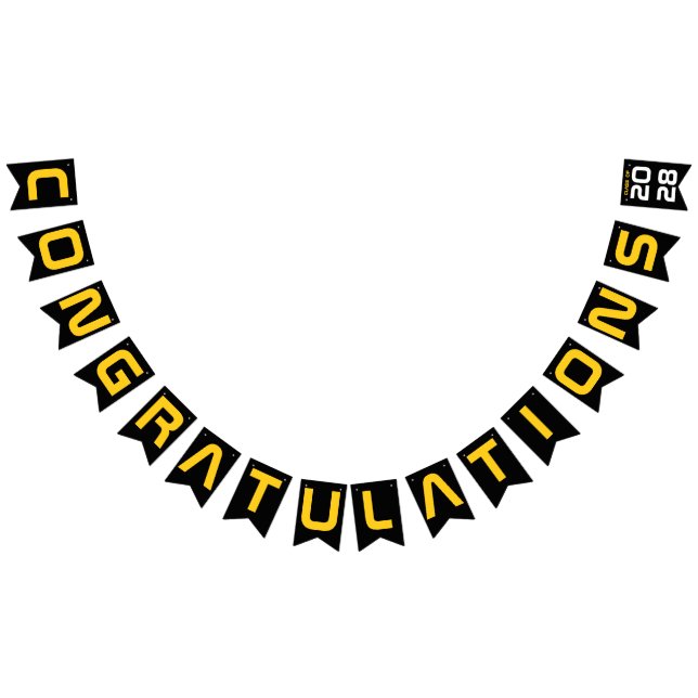 Modern Gold Black Congratulations Graduation Party Bunting Flags (All)