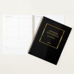 Modern gold black elegant professional business planner<br><div class="desc">Modern elegant black and gold personal,  business planner.
Add your own name and text at the front to personalize.</div>
