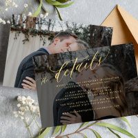 Modern gold black faded photo wedding details