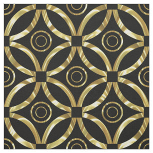 Modern Gold & Black Geometric Pattern Fabric