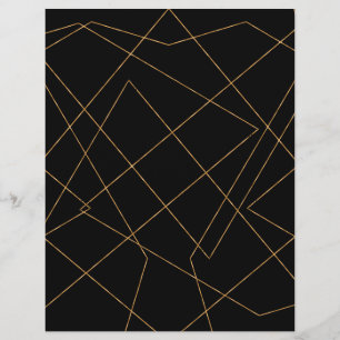 Modern Gold & Black Geometric Strokes Design Letterhead