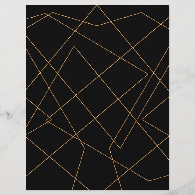 Modern Gold & Black Geometric Strokes Design Letterhead (Front)