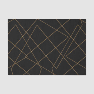 Modern Gold & Black Geometric Strokes Design Tissue Paper
