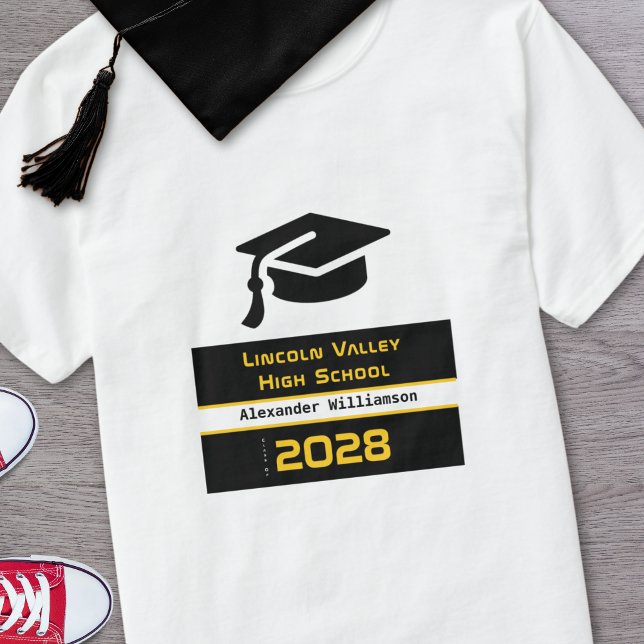 Modern Gold Black High School Graduation Class of T-Shirt (Creator Uploaded)