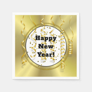 Modern Gold Black New Year's Eve Paper Napkin