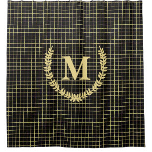 Modern Gold Black Pattern Monogram Bathroom Decor