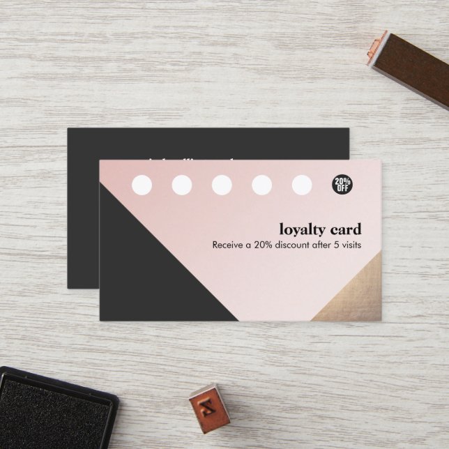 Modern Gold, Black, Pink Geometric 6 Punch Loyalty (Front/Back In Situ)