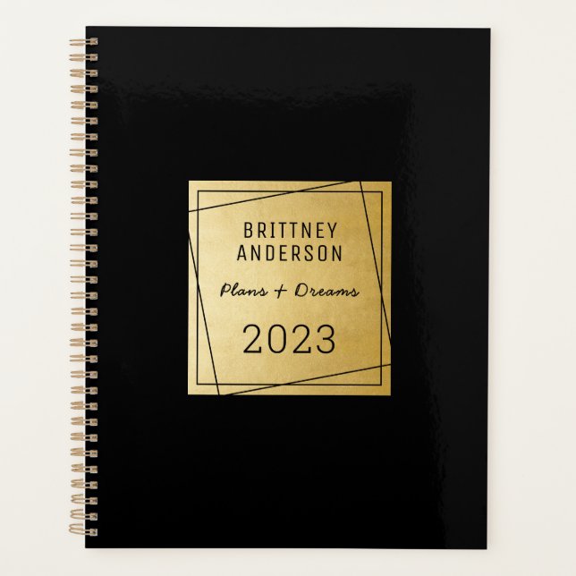 Modern Gold Black Professional Chic Planner (Front)
