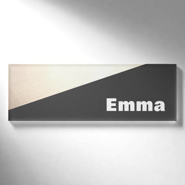 Modern Gold Black Salon Employee  Name Tag Badge (Front)