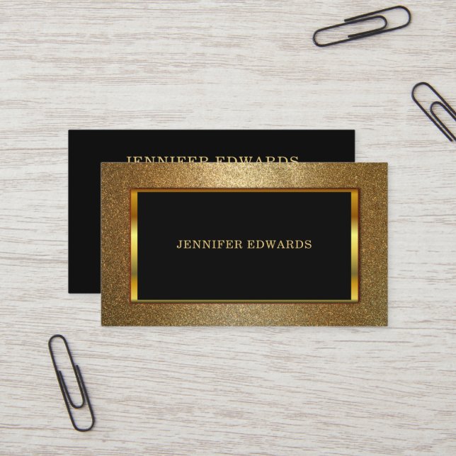 Modern Gold black stylish chic professional Business Card (Front/Back In Situ)