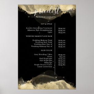 Modern Gold Black Watercolor Pricelist Poster