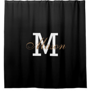 Modern Gold Black White Elegant Monogram 
