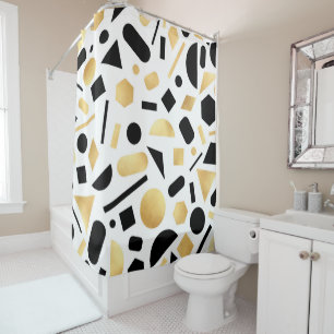 Modern Gold Black White Geometric Shapes Pattern
