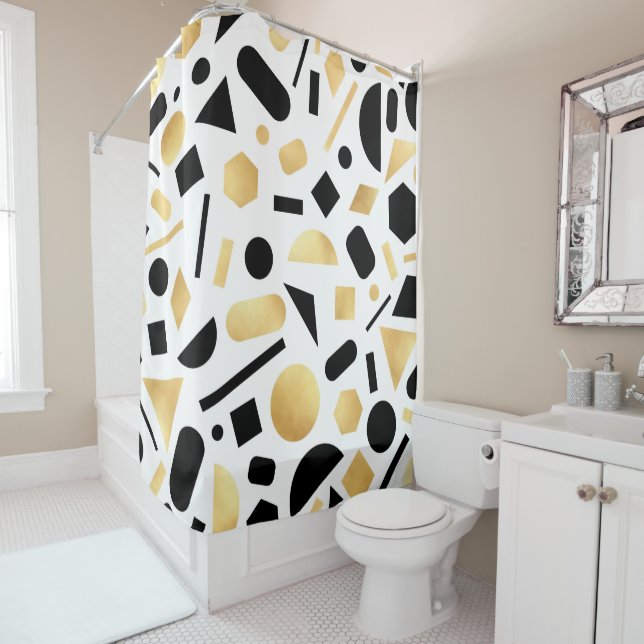 Modern Gold Black White Geometric Shapes Pattern (In Situ)