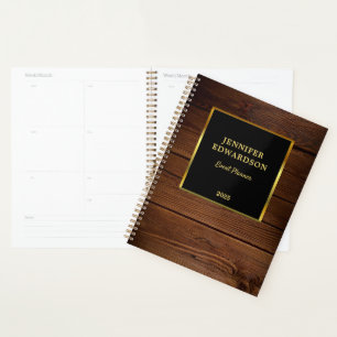Modern gold black wood professional business planner