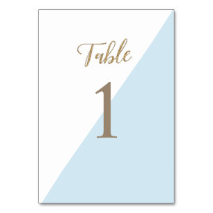 Modern Gold Blue Baptism editable Table Number