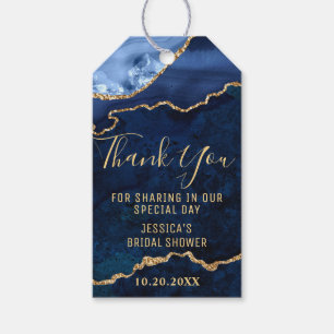 Modern Gold Blue Favour Bridal Shower Thank You Gift Tags