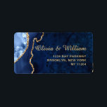 Modern Gold Blue Marble Agate Return Address Label<br><div class="desc">For further customization,  please click the "customize further" link and use our design tool to modify this template. 
 If you need help or matching items,  please contact me.</div>