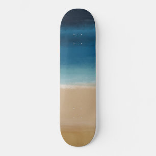 Modern Gold Blue Watercolor Abstract Painting Skateboard