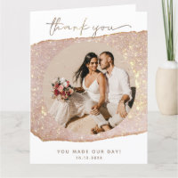 Modern Gold Blush Glitter Photo Wedding