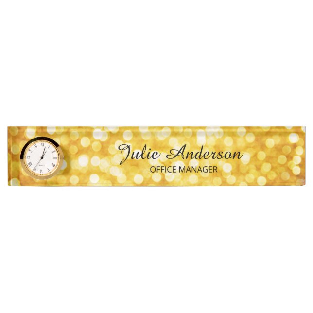 Modern Gold Bokeh Desk Nameplate (Front)