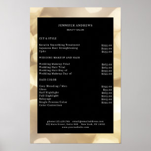 Modern Gold Bokeh Price List Poster