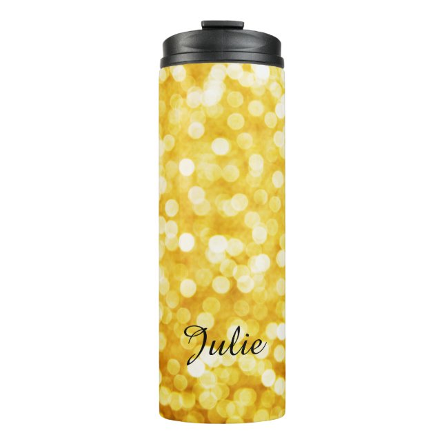 Modern Gold Bokeh Thermal Tumbler (Front)