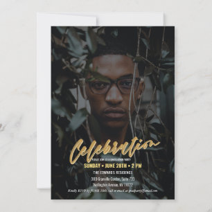 Modern Gold Bold Typography Minimal Grad Party Invitation