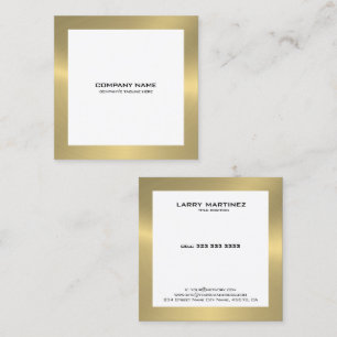 Modern Gold border on white 2 Square Business Card