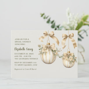 Modern Gold Bridal Shower   Christmas Ornaments Invitation