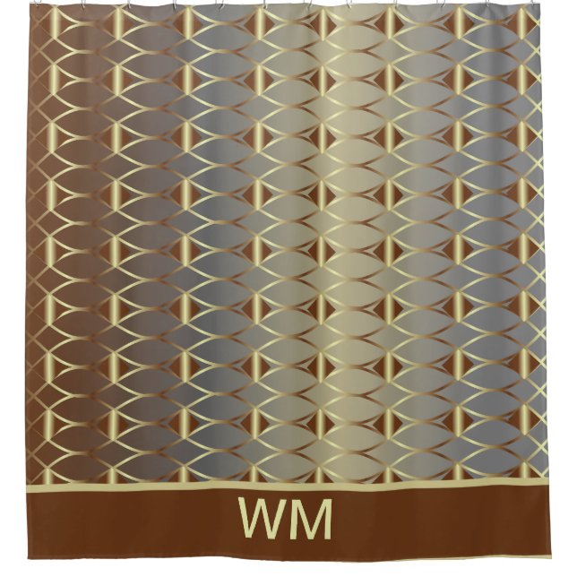 Modern Gold Brown And Grey classy Shower Curtain (Front)