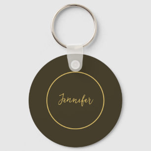 Modern Gold & Brown Colour Calligraphy Plain Uniqu Keychain