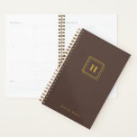 Modern Gold Brown Monogram Name Organizer Planner<br><div class="desc">Classic faux gold monogram with name on a brown background.</div>