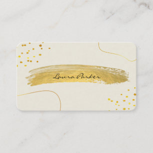 Modern Gold Brush Paint Stroke Elegant Minimal Business Card