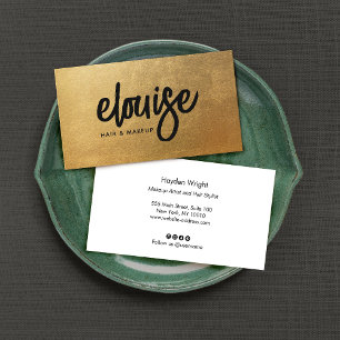 Modern Gold Brush Script Beauty Business Card