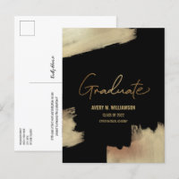 Modern Gold brush stroke black Graduate name 