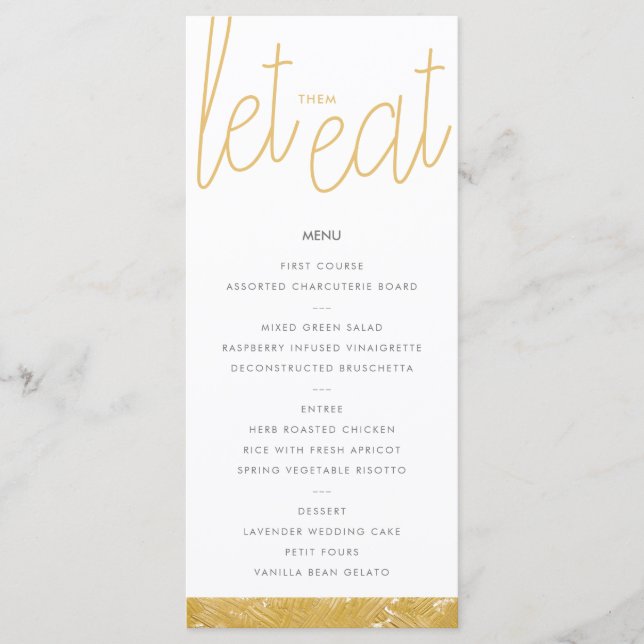 Modern Gold Brush Stroke Custom Menu Card (Front)
