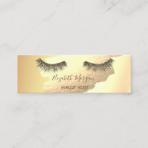 Modern Gold Brush Stroke, Glitter Lashes Mini Business Card