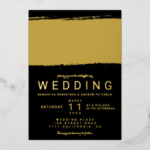 Modern gold brushstroke black wedding
