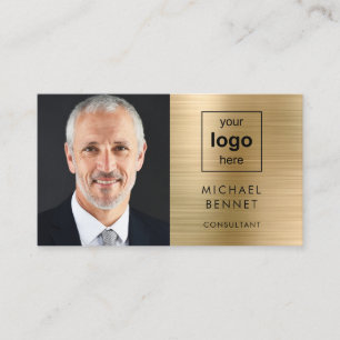 Modern Gold Business Logo Photo Card