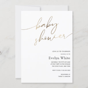Modern Gold Calligraphy Baby Shower Invitation