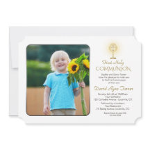 Modern Gold Chalice Photo Boy 1st Holy Communion 