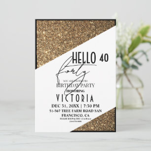 Modern Gold Chic 40th Birthday Party Invitation