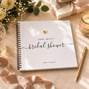 Modern Gold Chic Script Bridal Shower Guest Notebook