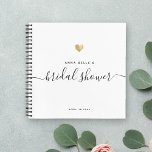 Modern Gold Chic Script Bridal Shower Guest Notebook<br><div class="desc">This modern calligraphy gold heart guest book is perfect for a simple yet beautiful bridal shower. The neutral design features your name and date of celebration in minimalist typography alongside a romantic and whimsical script. Feel free to change the background colour to any other under "customize further".</div>